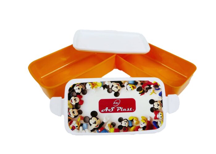 AS-Plast-Red Orange Polypropylene Tiffin Box