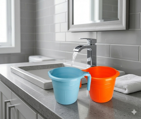 mugs in bathroom